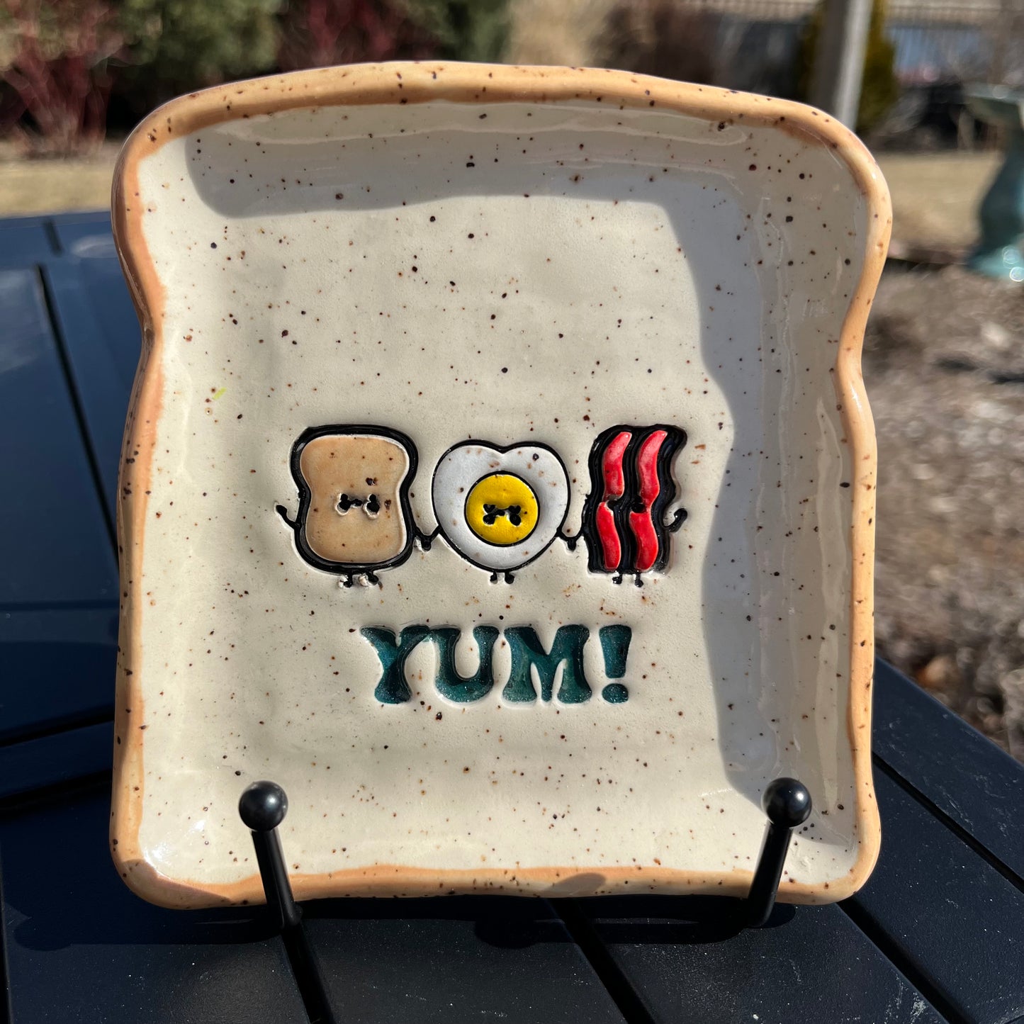 Small Ceramic Toast / Bread Plate - Yum!
