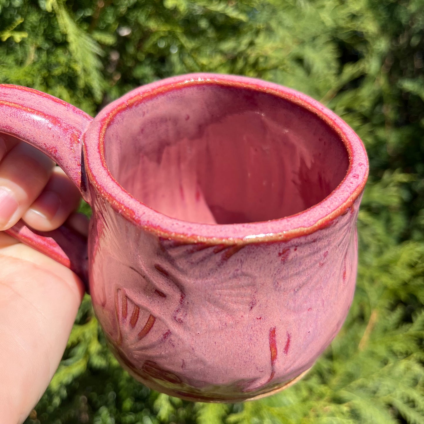 14 oz Ceramic Mug - Pink Ginkgo