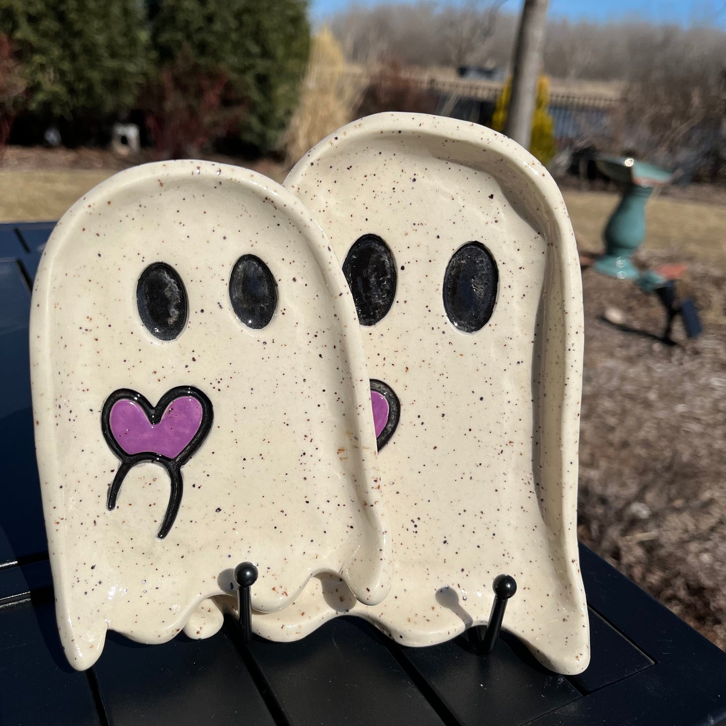 Small Ceramic Dish - Ghost with Purple Heart