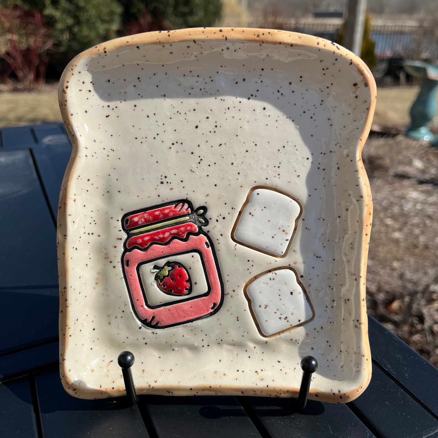 Medium Ceramic Toast / Bread Plate - Jelly & Bread