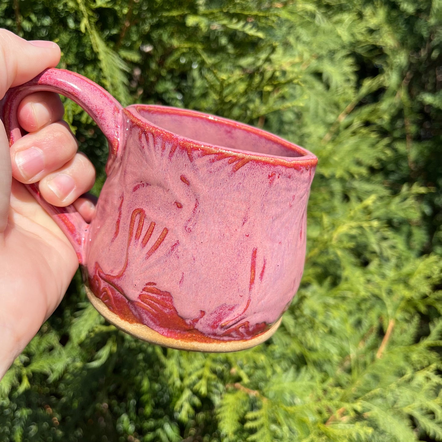 14 oz Ceramic Mug - Pink Ginkgo