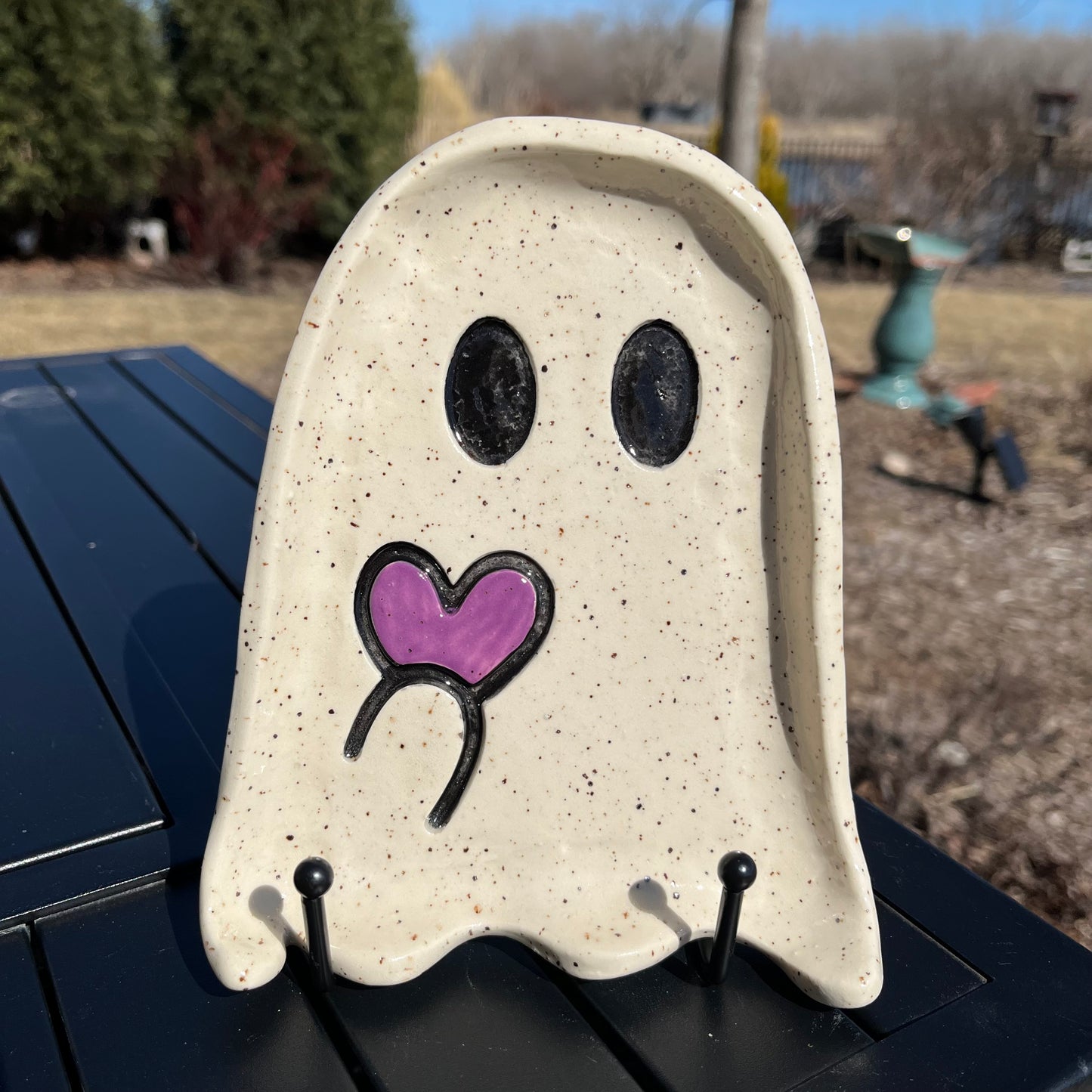 Medium Ceramic Dish - Ghost with Purple Heart