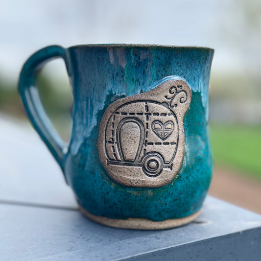 16 oz Ceramic Mug - Camper Turquoise