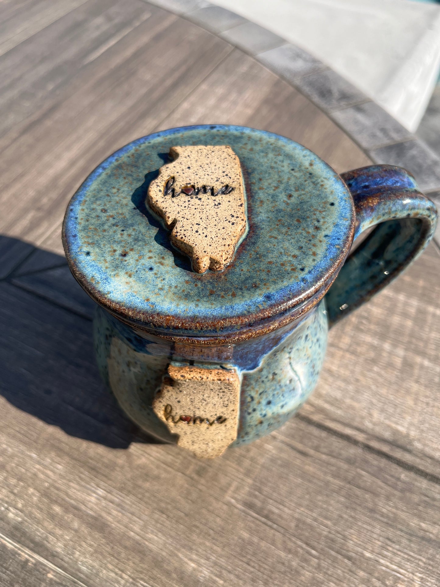 16 oz Ceramic Mug & Topper - Illinois Home Blue