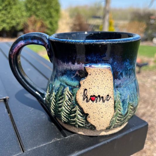 14 oz Ceramic Mug - Illinois Home / Northern Lights glaze