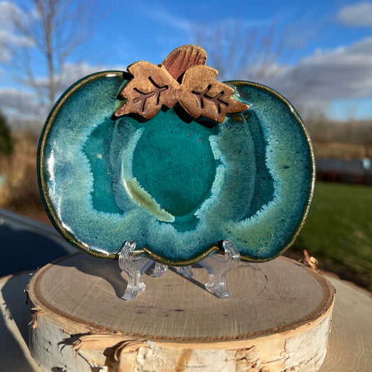 Ceramic Trinket Dish - Pumpkin Turquoise