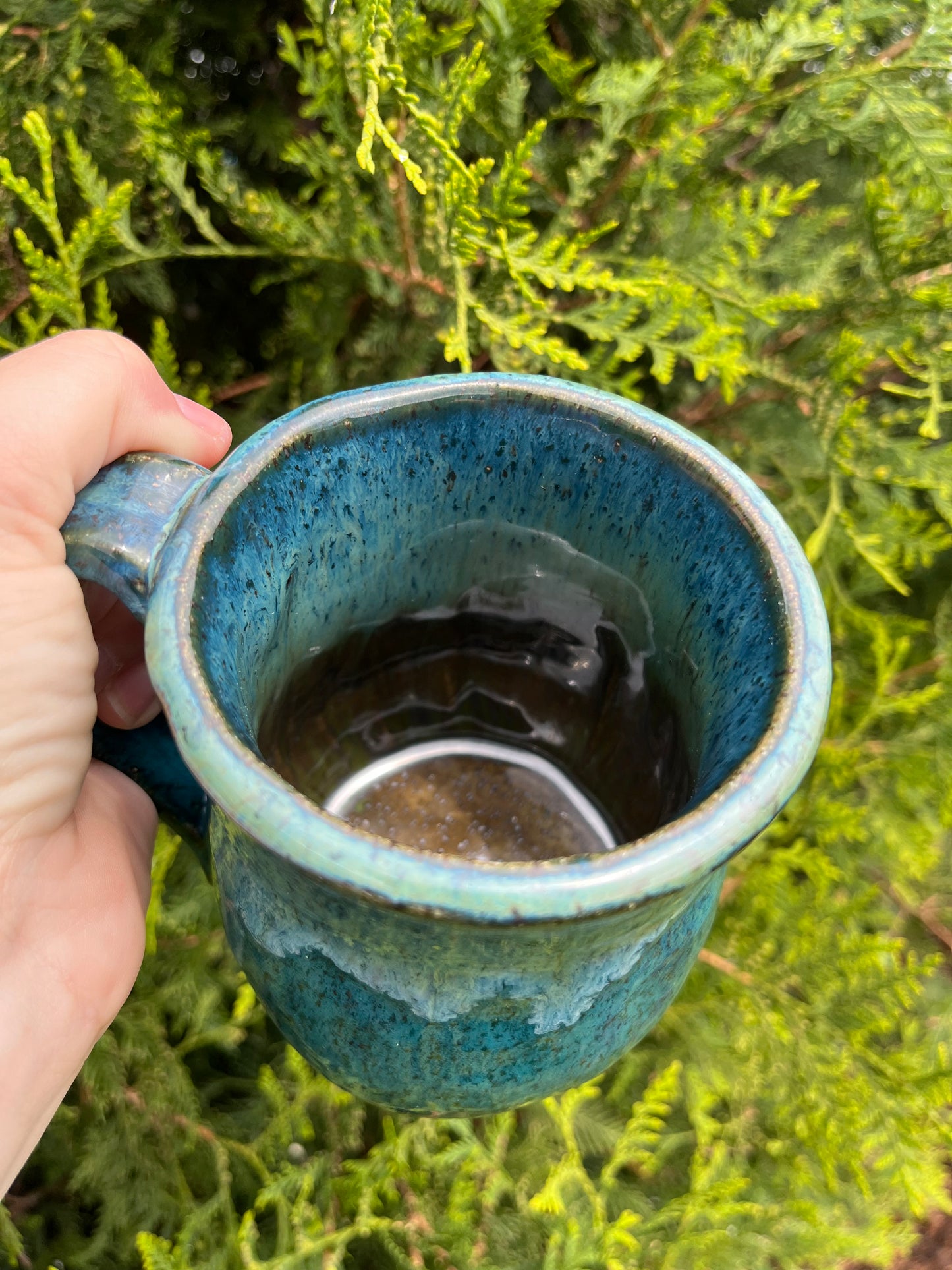 16 oz Ceramic Mug - Be Happy Turquoise