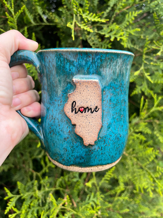 16 oz Ceramic Mug - Illinois Home Turquoise