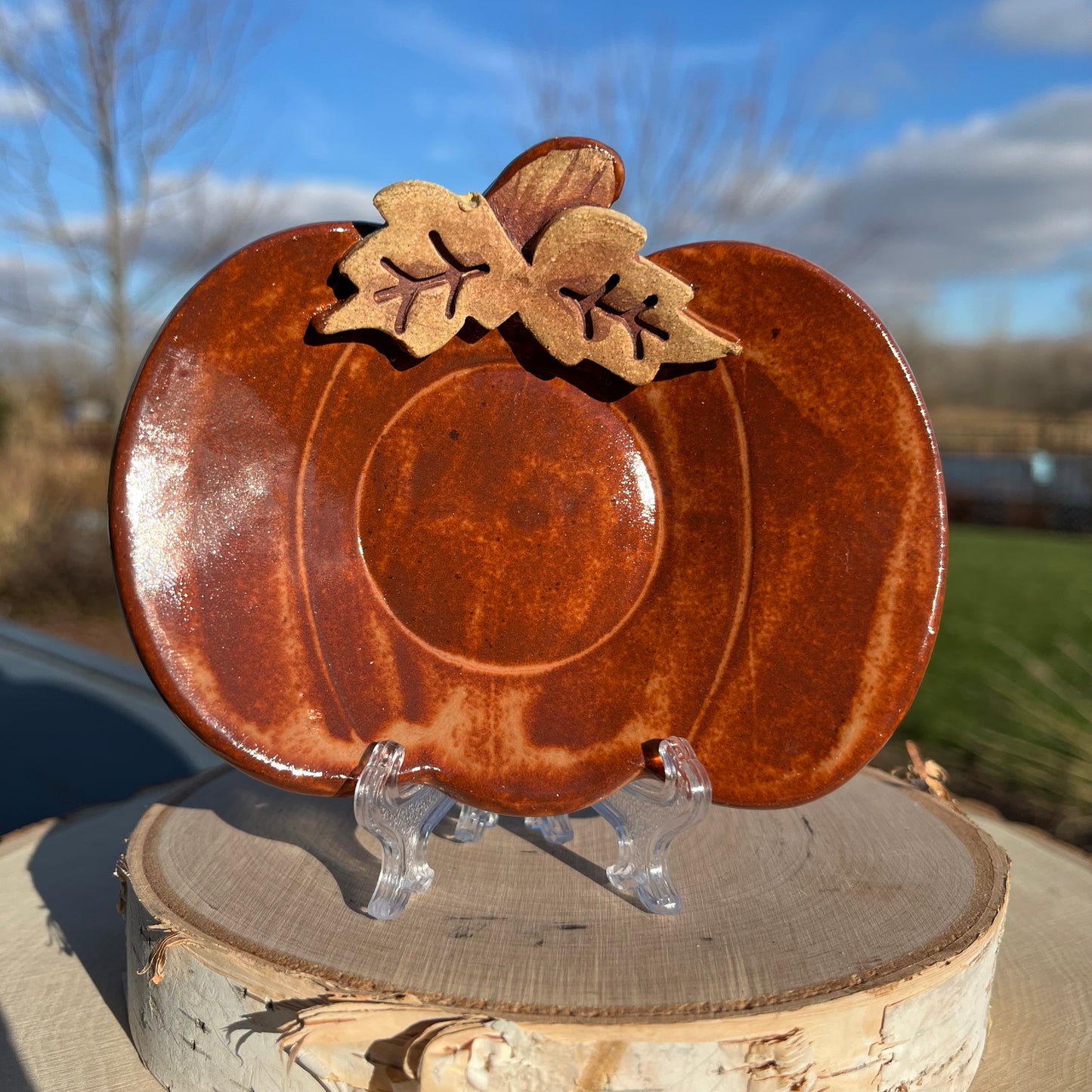 Ceramic Trinket Dish - Pumpkin Orange