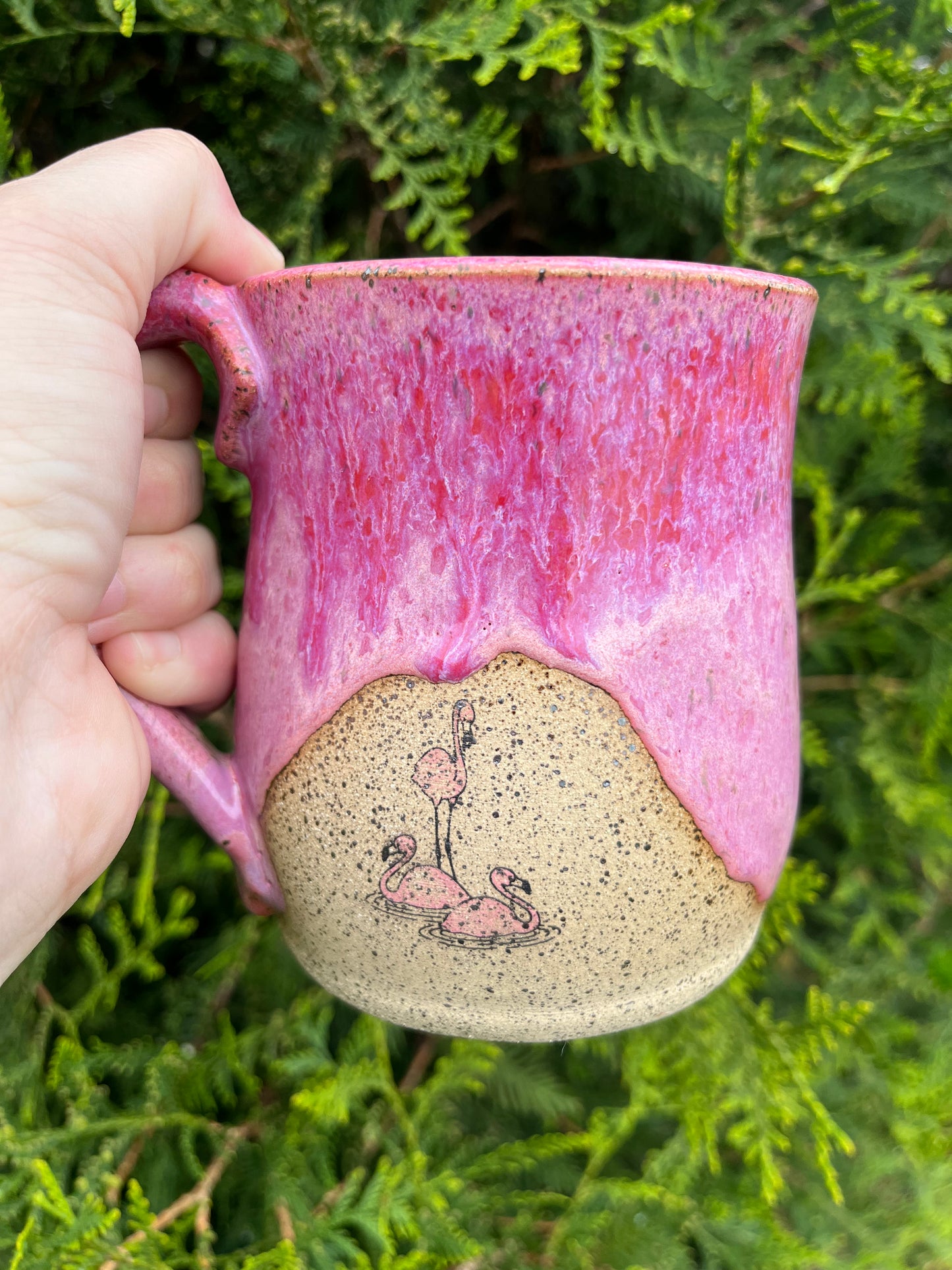 16 oz Ceramic Mug - Pink Flamingo