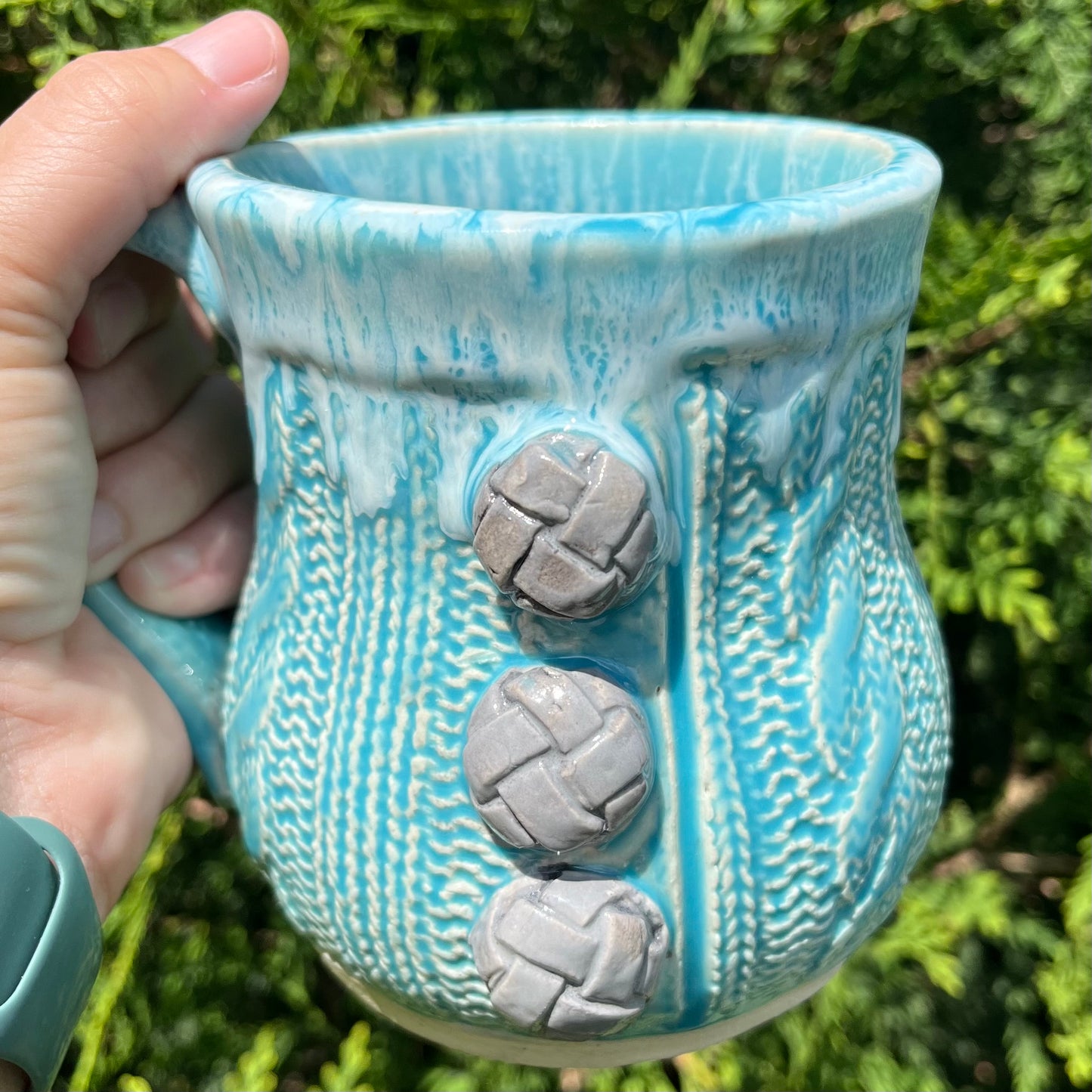 16 oz Ceramic Mug - Cozy Sweater Blue